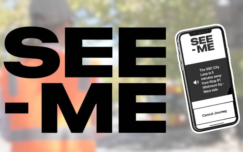 See-Me-App-Logo-and-Mobile-Interface-with-passenger-waiting-for-bus-in-background-1